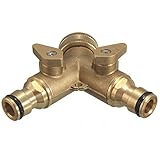 amzmonnsuta 3/4 Inch ガーデン2道スプリッタ真鍮水ホースタップ迅速コネクタ 灌漑ツール継手
