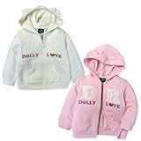 ベビー服 女の子 アウター フルジップ パーカー ジャケット Dolly Ribbon ドーリーリボン ミニ裏毛 耳付きフード 女児 ベビー (2.ピンク/90cm)