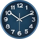 不二貿易(Fujiboeki) 掛時計 幅30×奥行4.7×高さ30㎝ ブルー 静音 電池式 スピカ2 Φ30 28107