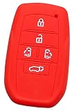 【IKT】トヨタ車用 スマートキー用シリコンカバー 5ボタン レッド / 新型アルファード（2023～） / 新型ヴェルファイア（2023～） / 新型ノア（2022～） / 新型ヴォクシー（2022～） / など 専用設計でピッタリサイズ 傷防止 さらさらシリコン TOYOTA車用（TS-027RE）