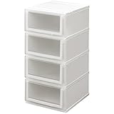 日本製 収納ケース 収納チェスト くもりガラスのような前面パネル クリアチェスト (35cm幅 4段)