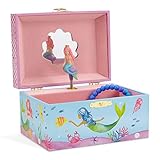 (Mermaid Blue and Pink) - JewelKeeper Mermaid Musical Jewellery Box, Underwater Design with Narwhal, Over the Waves Tune