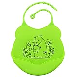 Tovadoo ベビー 食事用エプロン シリコーン製 防水 水洗い簡単 バンド調整可 河馬柄 親子 キュート 出産祝い プレゼント 多色 20*19cm