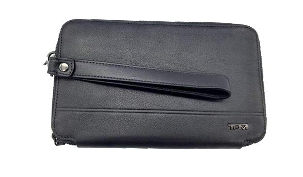 tumi double zip clutch