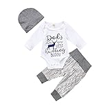 ロンパース　子供　ベビー　ベビー服 春秋服 ロングス 英字 女の子　男の子 3セット ロンパース ロングパンツ 帽子 (100)