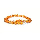 The Art of Cure Baltic Amber bracelet 10 Inch - Silver Lobster Clasp (Cinnamon) - Anti-inflammatory 
