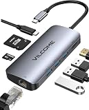 USB C ハブ Vilcome 8in1 Type C ハブ マルチポート 変換 アダプター ドッキングステーション【100W PD電源供給 / LAN 1Gbpsイーサネット / 4K HDMIポート/SD / Micro SD/TF カードリーダー スロット搭載 / USB 3.0 *3 高速データ転送 】MacBook Pro/ Mac Book Air/ iPad Pro 2018 2020/ Dell XPS 15 13 / Surface Go / Huawei Matebook 等タイプC機種対応テレワーク リモート 在宅勤務 ウェブ会議対応