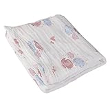 ノーブランド品 2PCS　モスリン　綿　ベビー　新生児　ブランケット　バスタオル　敷物　毛布　おくるみ　ふかふか　4パタン選べる - 象柄