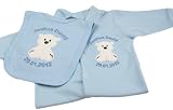 Personalised Baby Boy's Gift Set Babygrow/Sleepsuit & Bib Christening ANY TEXT by TinyGemz