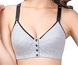 Mille Ti Rana マタニティブラジャー フロントオープン ノンワイヤー ハーフトップ (80L, グレー)