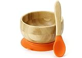 Baby Toddler Bamboo Spill Proof Stay Put Suction Bowl. Bye Bye Plastic + Spoon Soft Tip Teether NO-B