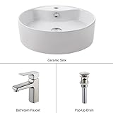 Kraus C-KCV-142-15501BN White Round Ceramic Sink and Virtus Basin Faucet Brushed Nickel [並行輸入品]