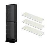 【福袋】【地球家具】フィギュアラック「レギュラー」新シリーズ LED兼用 幅55cm 開き戸 ハイタイプ 本体【正規品】[鍵付きコレクションケース] [耐震]（開き戸 ハイタイプ、深型（奥行19cm）、ブラック） 追加ガラス棚3枚付