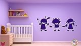 壁ビニールステッカーデカール3つPlaying Kids Holding Hands漫画Joyアート（m006） XL 34 in X 70 in イエロー