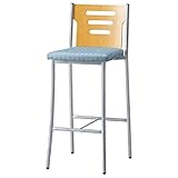 オリバー ダイニング ハイカウンターチェア スチール 布 ナチュラル・シルバー×ライトブルー (S・CS-2551・NB・ST+FF-28D)