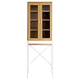 エア・リゾーム 食器棚 スリム キッチンラック キッチンボード ゴミ箱上の空いたスペースを有効活用 ゴミ箱上食器棚 Elena（エレナ） スリムタイプ スリムタイプ ナチュラル×ホワイト