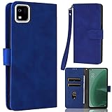 京セラ かんたんスマホ3 A205KC ケース 手帳型 【 ストラップ 一本付 】 適用 かんたんスマホ3 A205KC ワイモバイル スマホケース かんたんスマホ3 手帳ケース A205KC 手帳型ケース かんたんスマホ3 カバー ケース a205kc カバー かんたんスマホ3 case 【Heofuixt】 滑り止め 合成レザー スタンド ストラップホール付き ストラップ付き 窓口式 カード入れ マグネット 手帳ケース カードケース つや消し 落ち着いた色 ネイビー