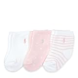 ポロラルフローレン ポニー付 ベビー ショートソックス3足セット ホワイト (女の子6-24カ月用) 6～12M(9～12cm) [並行輸入品]