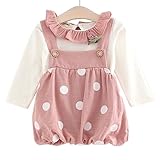 ベビー服 子供服 女の子 ワンピース ブラウン 二点セット サロペット キッズ スカート 新生児 ボディースーツ ベビー 長袖 赤ちゃん 入学式 出産祝い 七五三 綿 水玉柄 (80cm, 2ライトパ