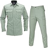 (バートル) BURTLE　綿100% 夏用 作業服 上下セット(夏用シャツ+夏用カーゴ) (8093,8096) アースグリーン 3L-110