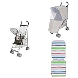 【セット買い】 Maclaren Strollers Volo シルバー/ハイランドグリーン + モスキートネット + シートライナー