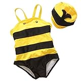 Taiycyxganベビー男の子と女の子動物形状Little Bee One Piece Swimsuit with Hat カラー: イエロー