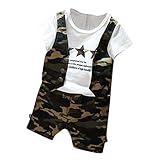 sunbona Littleベビー男の子ファッションハンサム迷彩長袖Tシャツトップス+ショートジーンズパンツ服服装 カラー: ホワイト