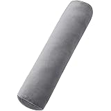 Baibu Home 抱き枕 クッション 長い 気持ちいい抱き枕 もちもち 枕 ロング 120cm 円柱形 グレー カバー付き ふんわりボア生地