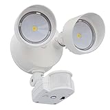 Lithonia Lighting OLF 2RH 40K 120 MO WH M6 White Outdoor 2-Head 4000K LED Floodlight with Motion Sen