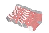 clearly ベビ－ キッズ 靴下 かわいい シンプル 星 ハ－ト ボ－ダ－ 5足セット 6ｹ月～6歳くらい (4-6, 赤)