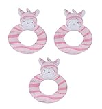 Angel Dear 3個リングRattlesセット、ピンクストライプゼブラ