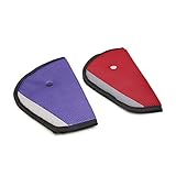 自動車用DealMux 2個レッドパープルトライアングルチャイルドシートベルトアジャスター安全カバーストラップパッド