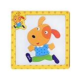 Dovewill 木製　教育玩具　磁気　動物パズル　児童　ゲーム　想像力　ギフト　全１２パタン選べ - 子犬
