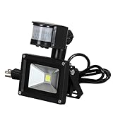 T-SUN LED投光器 10W 人感センサー 昼白色 IP65 広角ライト ACコードあり 防水 センサー投光器 屋外 作業灯 看板灯 駐車場灯 LED照明
