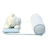 Masaling ベビーまくら 寝姿を正す　向き癖対応　向きぐせ防止クッション　快適　調整可能　清浄可能　ままも安心 0-3歳 (ブルー　熊)