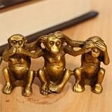 Collectibles真鍮See Speak Hear No Evil 3 Monkey Small Statues by completestore