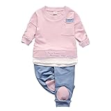 Ochine 上下2点セット ロングパンツ&ブラウス 綿製品 子供服 スウェット キッズ ベビー服 男女兼用 秋冬 長ズボン ポケット付き上着 贈り物 プレゼント 80 90 100 110