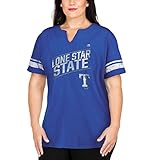 レディースマジェスティックMLB Plus成功is earnedノッチVネックTシャツ(プラス3 x、Texas Rangers )