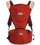 lanova 抱っこひも 新生児用品 ベビーキャリア 簡単抱っこ紐 3歳まで使える (防寒 軽量 つかれにくい腰ベルトタイプ) オレンジ