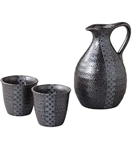 砥部焼現代の名工 酒井芳人作「油滴天目 酒器揃え」