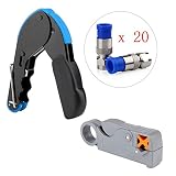 Pasow Universal Compression Tool Stripper RG6 RCA BNC F Connector Cable Coax Crimper Fitting - black