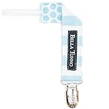 Bella Tunno Fabric Loop Pacifier Clip, Aqua Rugby/Honeycomb Dot, Small by Bella Tunno