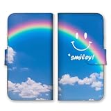 Galaxy S10 SC-03L SCV41 用 ケース 手帳型 ギャラクシーS10 スマホケース にこちゃん スマイル 虹 空 おしゃれ カラー05