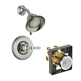 デルタDelta ksdvi-t14255-h712-ss Victorianシャワーキットpressure-balance単一機能カートリッジwith磁器レバーハンドル、ブリリアンスステンレスブリリ