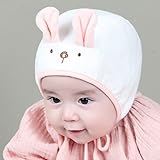 赤ちゃん帽子 可愛い耳ベビーハット 新生児サンバイザー 子供用キャップ 暖かい 柔らかい綿布　ホワイト　ピンク　5-12ヶ月に対応　秋冬春