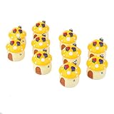 【ノーブランド品】ドールハウス ミニチュア キノコ　ガーデン 盆栽 風景 装飾品 アクセサリー 庭の装飾　アクセサリー   庭の装飾  キノコの家　M　（イエロー）　10個