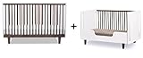 Oeuf Rhea Crib, Walnut/White + Oeuf Rhea Conversion Kit, White Complete Set by Oeuf