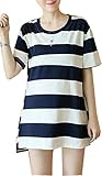 Marshel マタニティ ワンピース チュニック ボーダー 産前 産後 妊婦服 ネイビー M