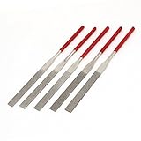 uxcell　ダイヤモンドヤスリ　フラットファイル　ラバーハンドル　ツール　5mm x 180mm　5本入り
