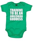 (アマゾンの女神になる為に。) Training To Be An Amazonian Goddess, プリント　ベビースーツ - グリーン/白 12-18 ヶ月